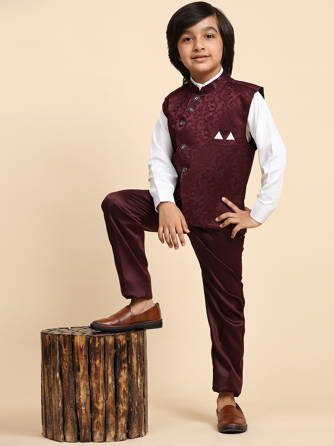 Pro-Ethic STYLE DEVELOPER Boys Self Design Single-Breasted 3-Piece Suit
