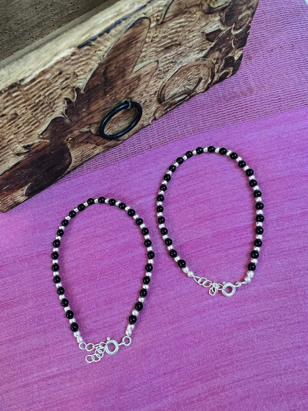 Arte Jewels Kids 92.5 Sterling Silver Beaded Anklets