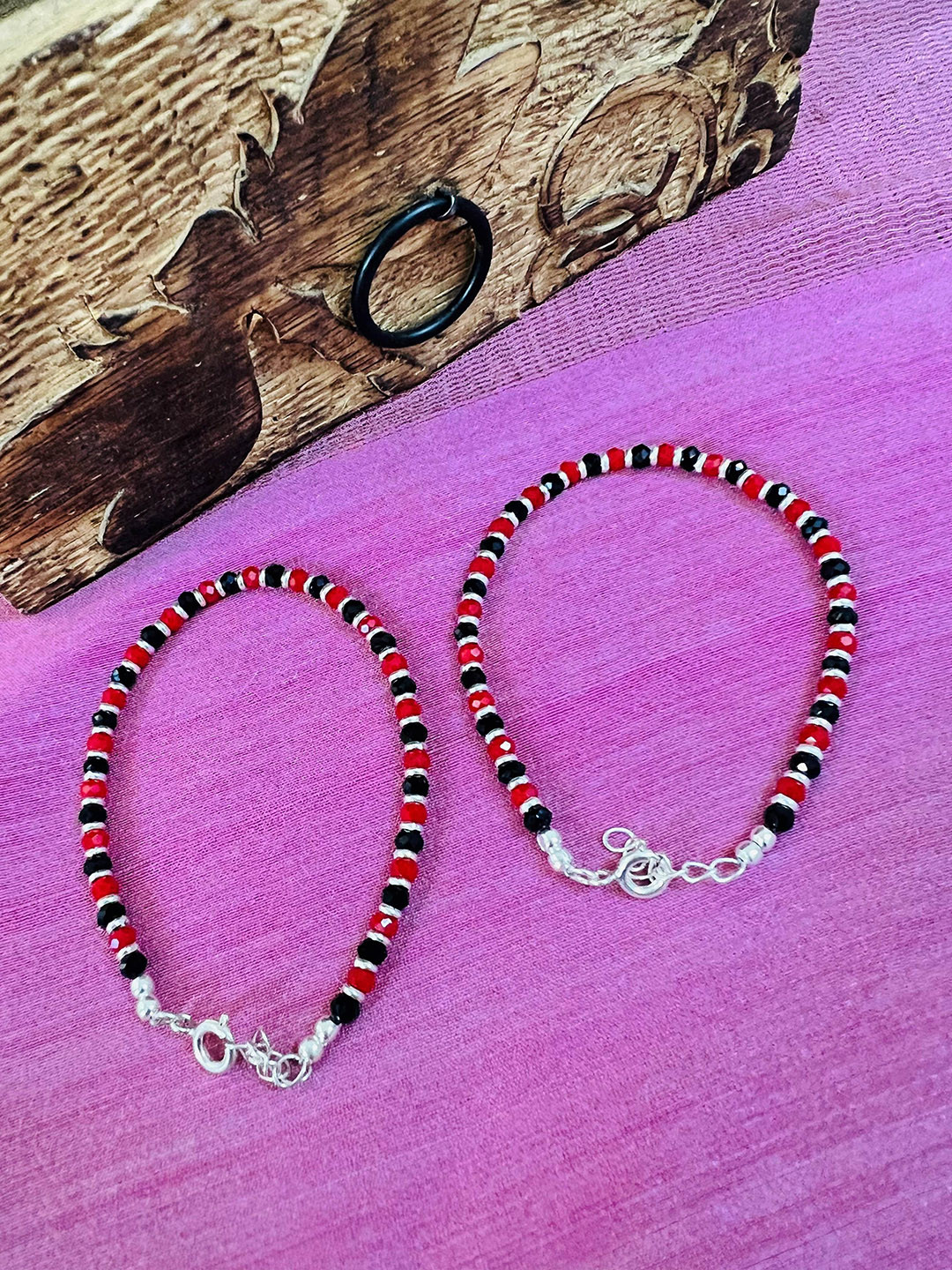 Arte Jewels Kids 925 Sterling Silver Beads Anklets