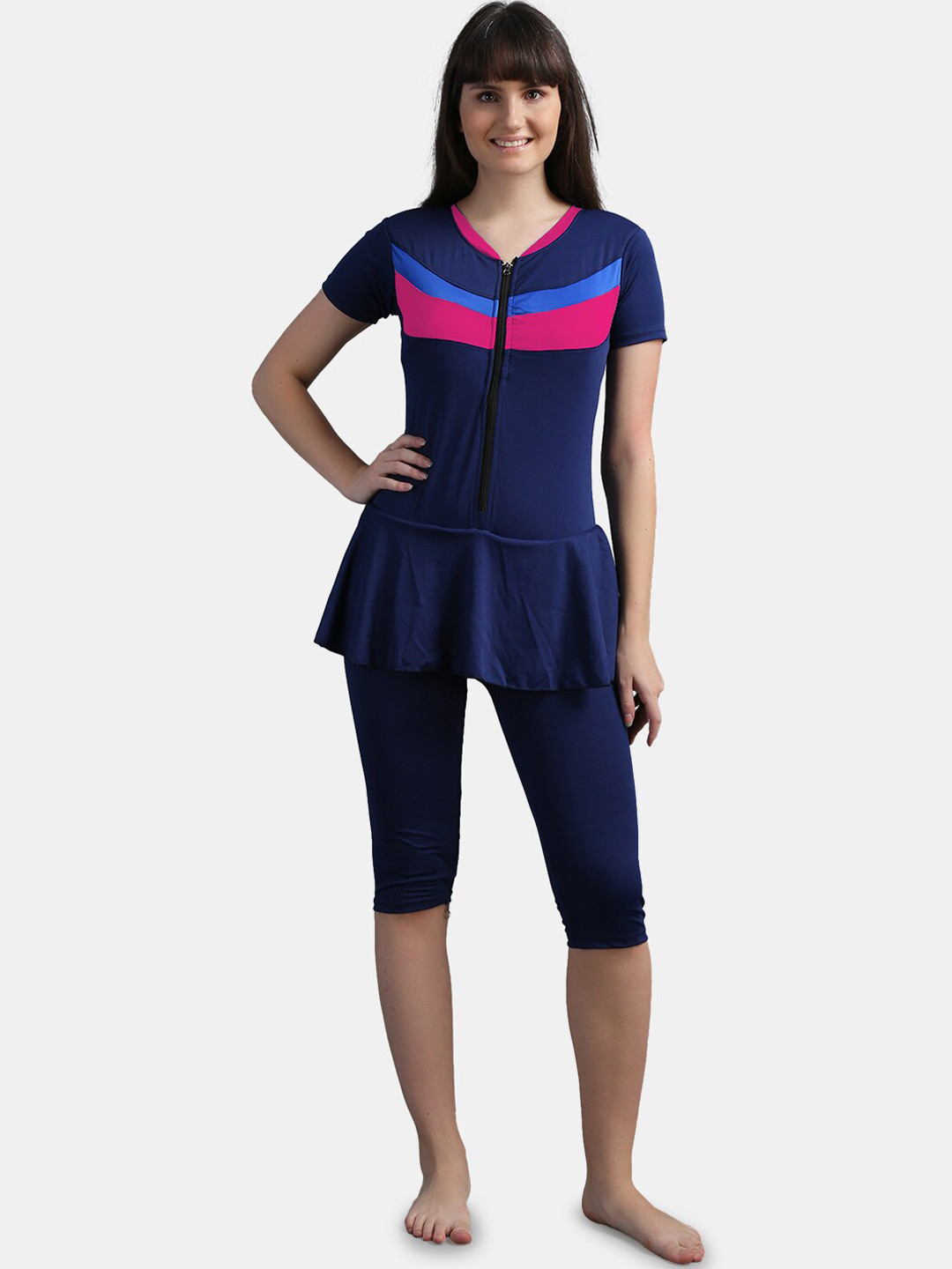 N-Gal Colourblocked Zipper Knee-length Padded Legsuit