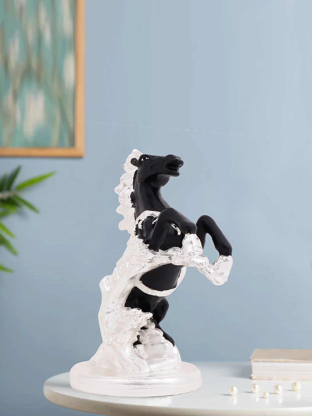 INTERNATIONAL GIFT Horse Silver Polyresin Glossy Living Room Medium Showpiece - 5.1 Inches