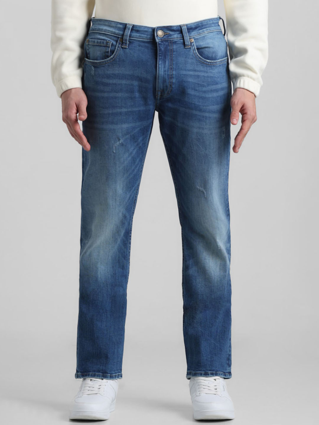 Jack & Jones Men Clean Look Heavy Fade Stretchable Whiskers Jeans