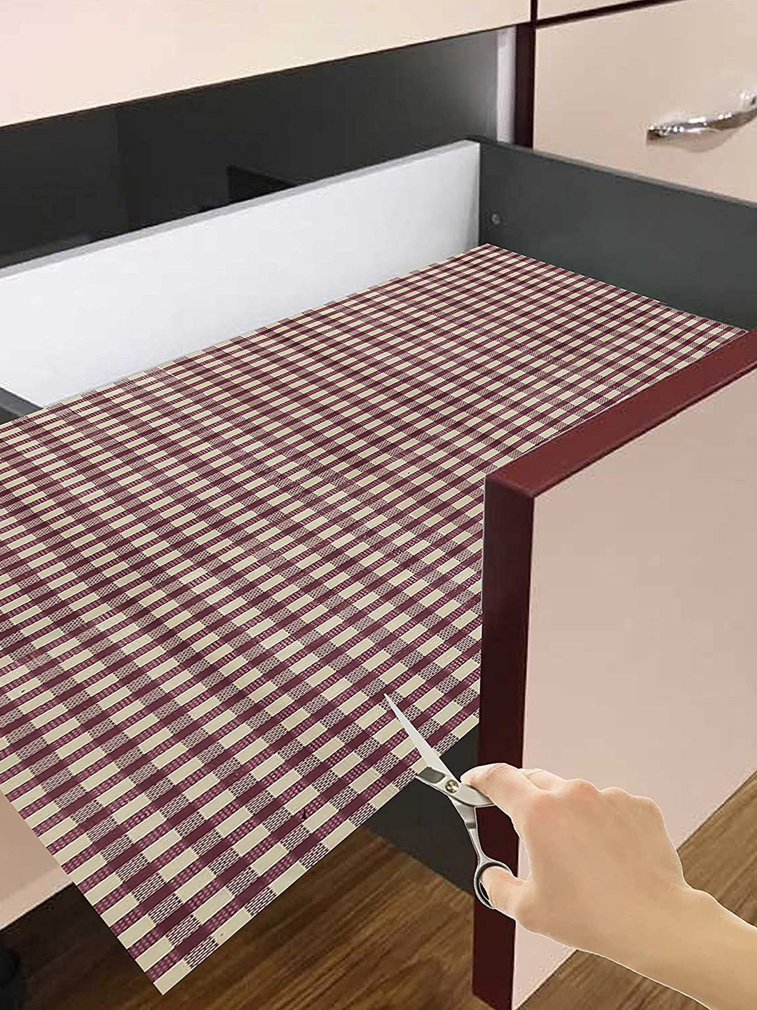 Dakshya Industries Brown Checked Anti Slip Self Cover Roll