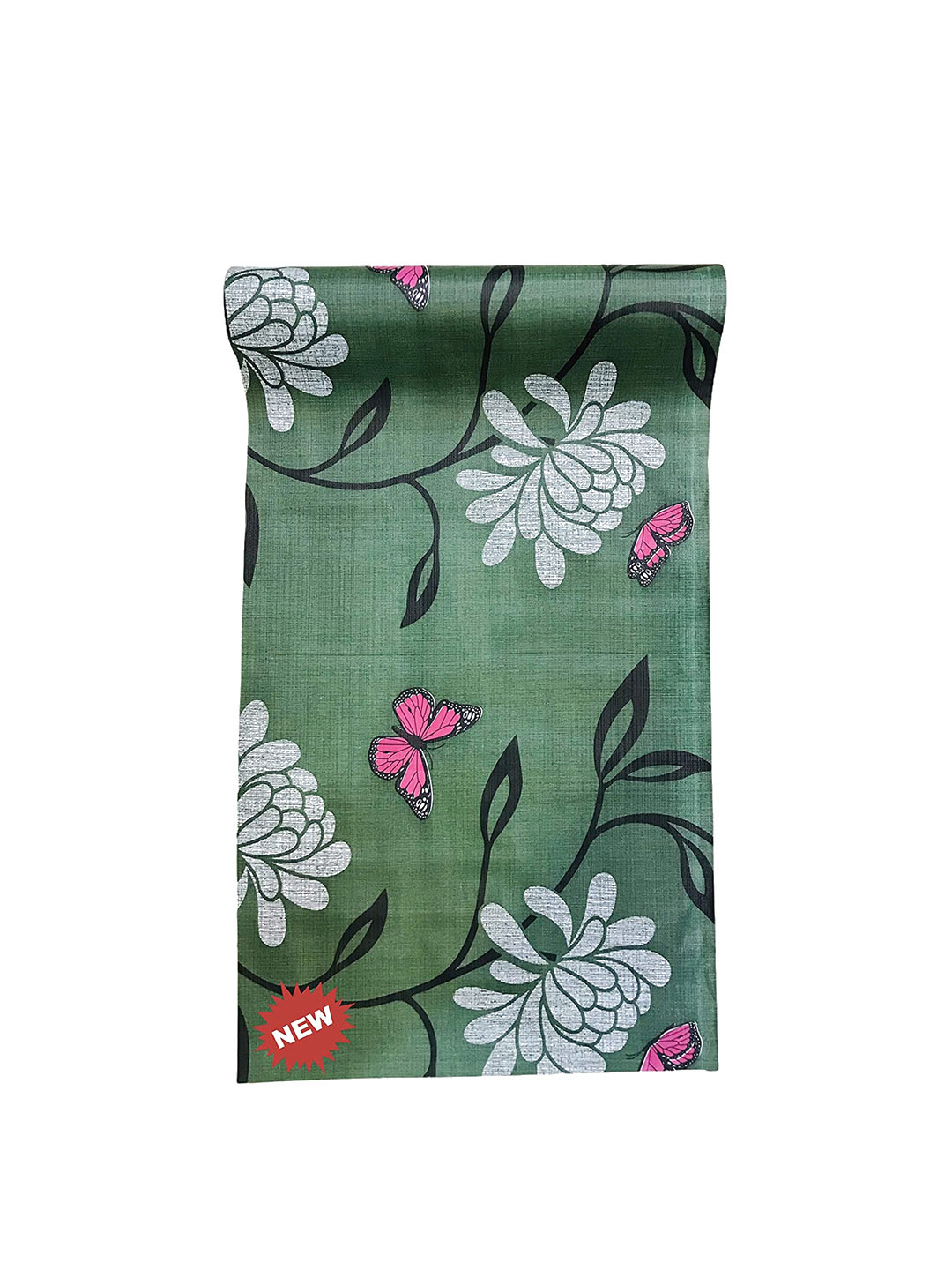 Dakshya Industries Green Leaves Printed Anti Slip Self Cover Roll