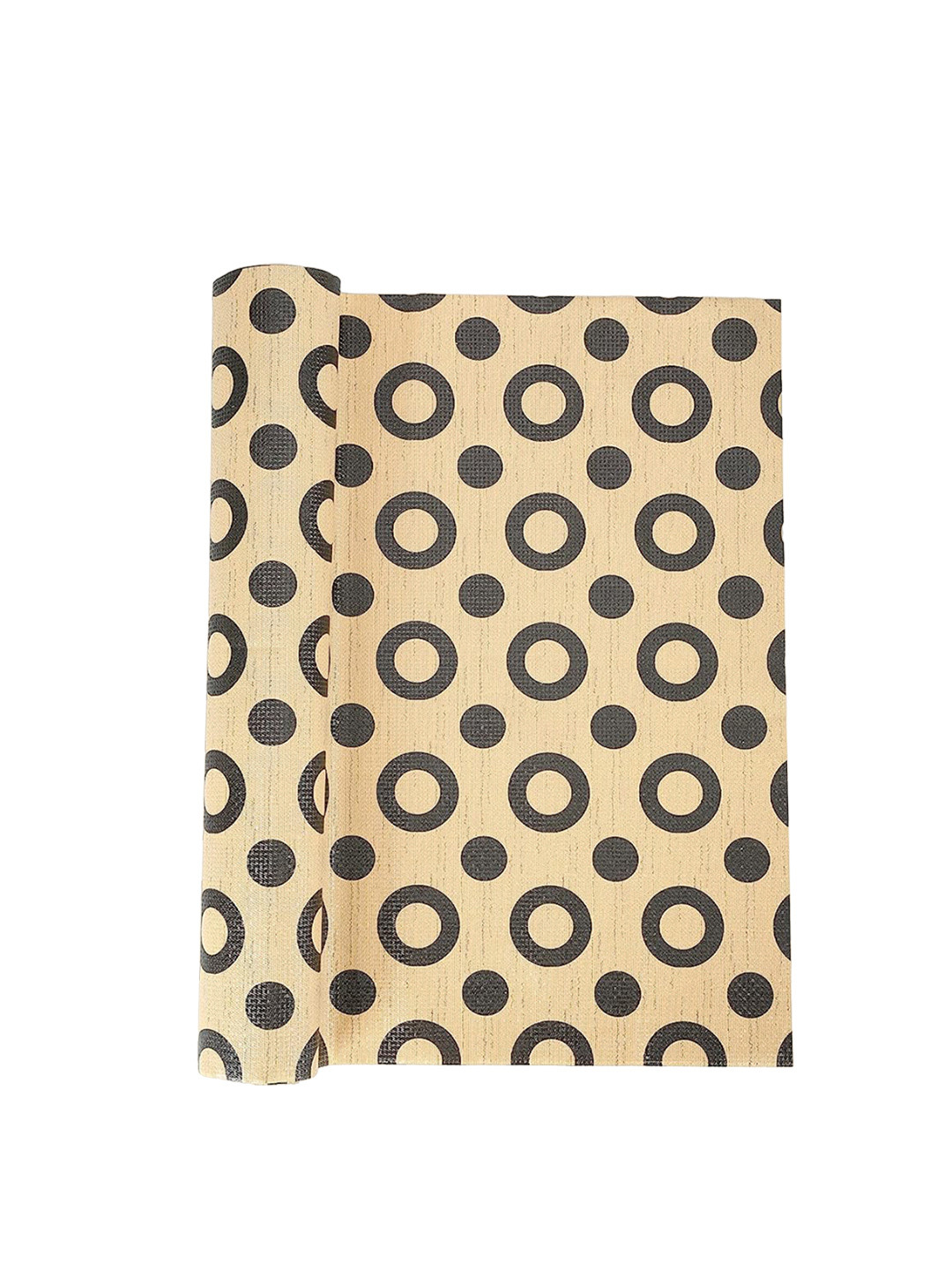 Dakshya Industries Beige & Black Coin Printed Anti Slip Self Cover Roll - 10m