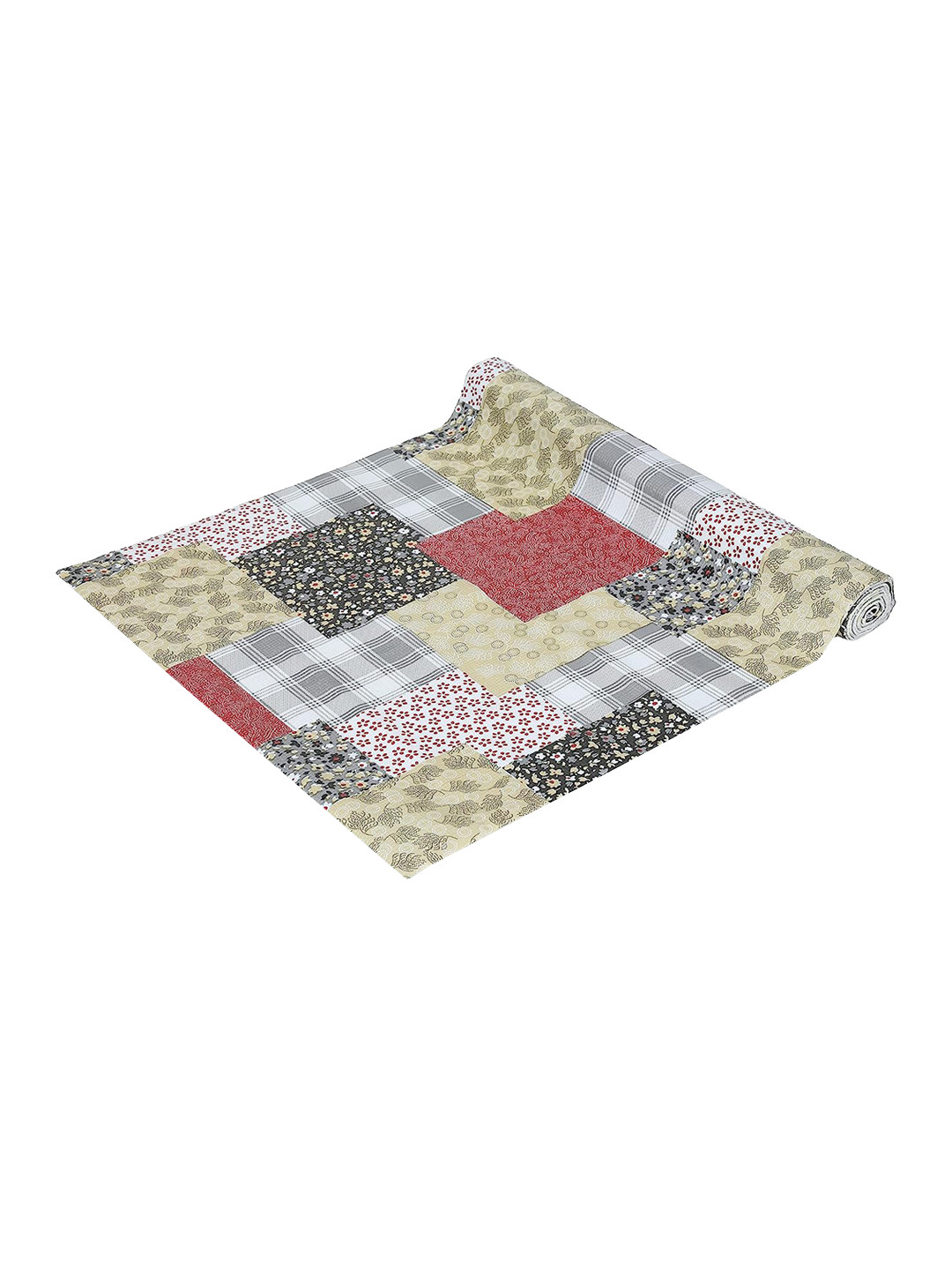 Dakshya Industries Beige & Red Big Box Printed Anti Slip Self Cover Roll - 10 m