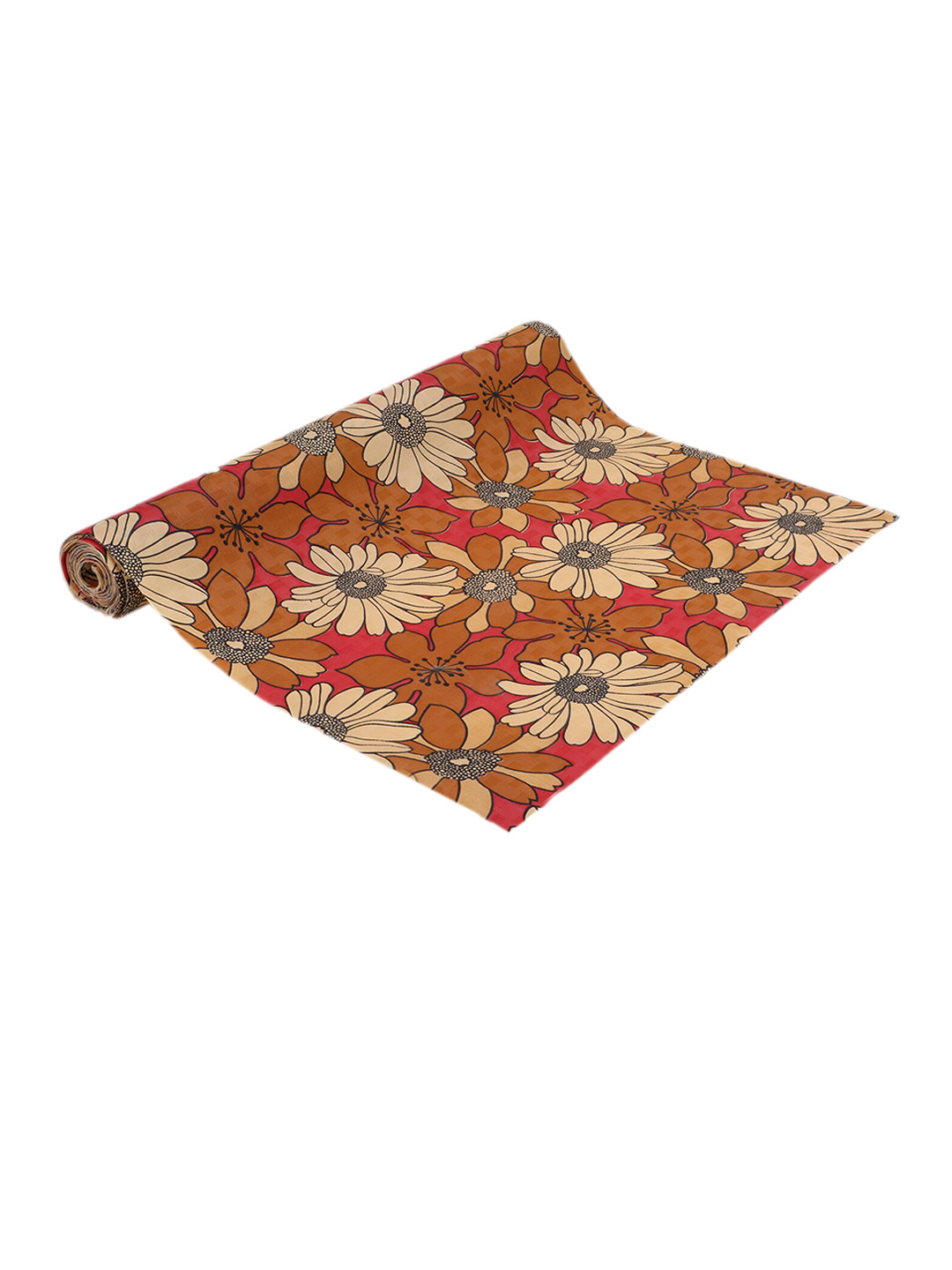 Dakshya Industries Orange flower Printed Anti Slip Self Cover Roll 10 m