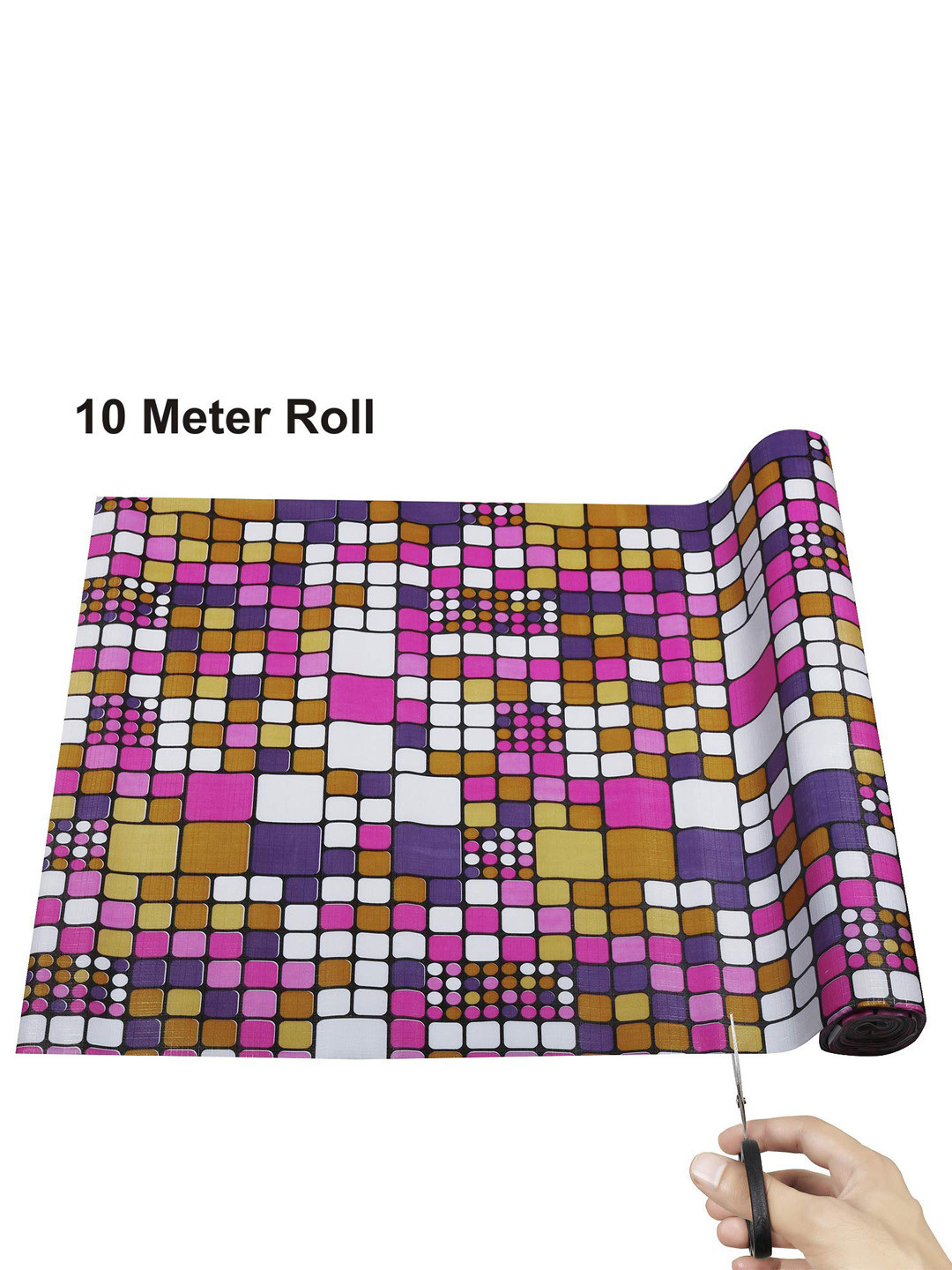 Dakshya Industries Purple Printed Anti Slip Self Cover Roll - 10m