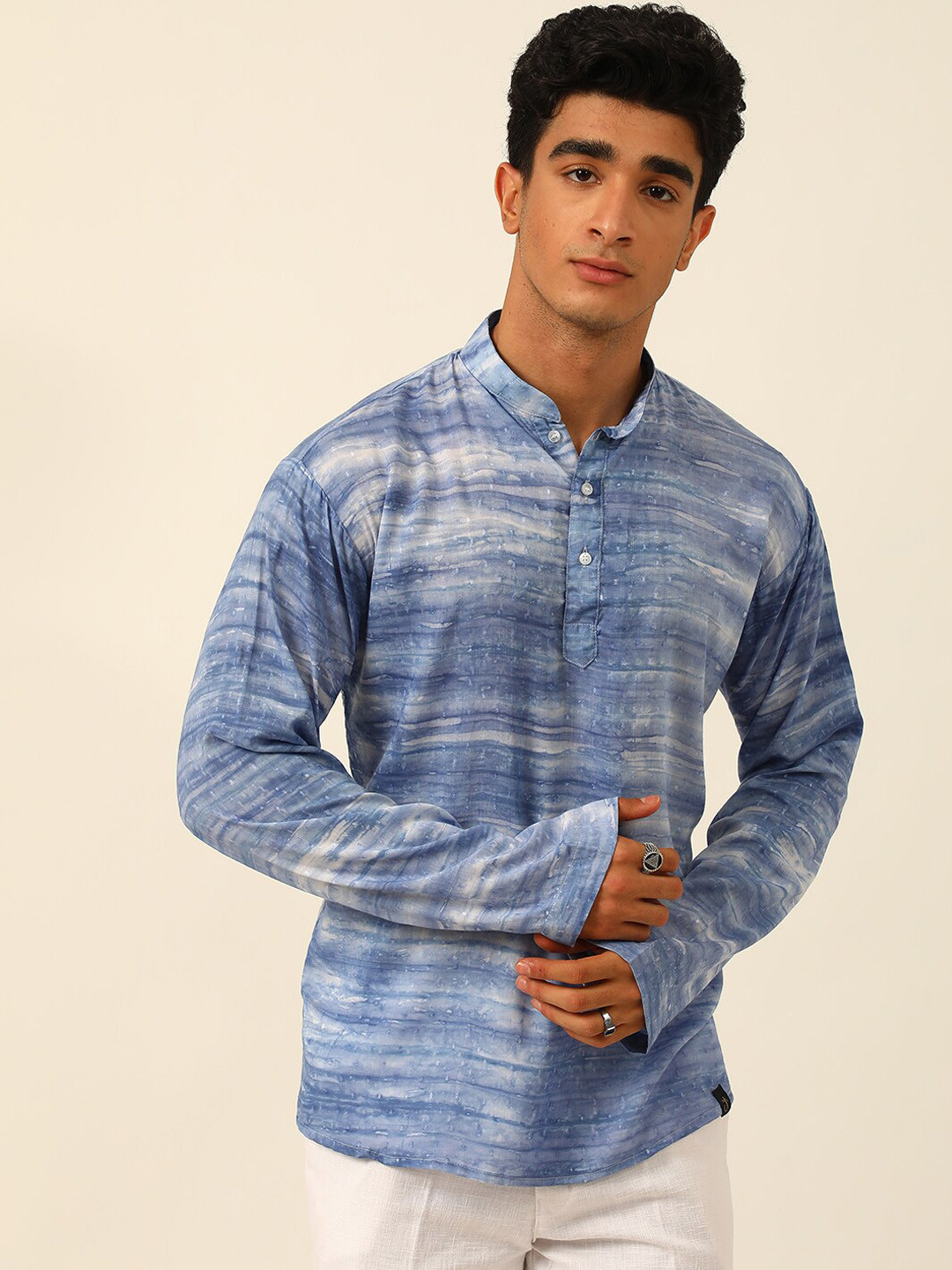 JAVINISHKA Tie & Dyed Thread Work Modal Short Kurta