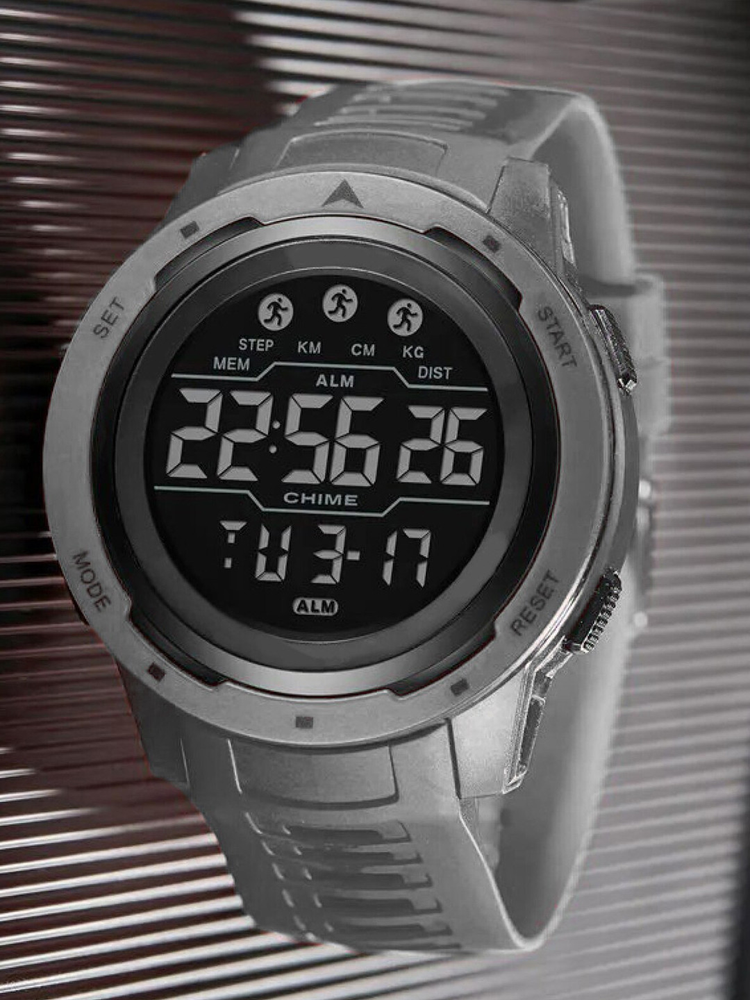 Shocknshop Men Silicon Straps Digital & Multi Function Watch WCH89Grey