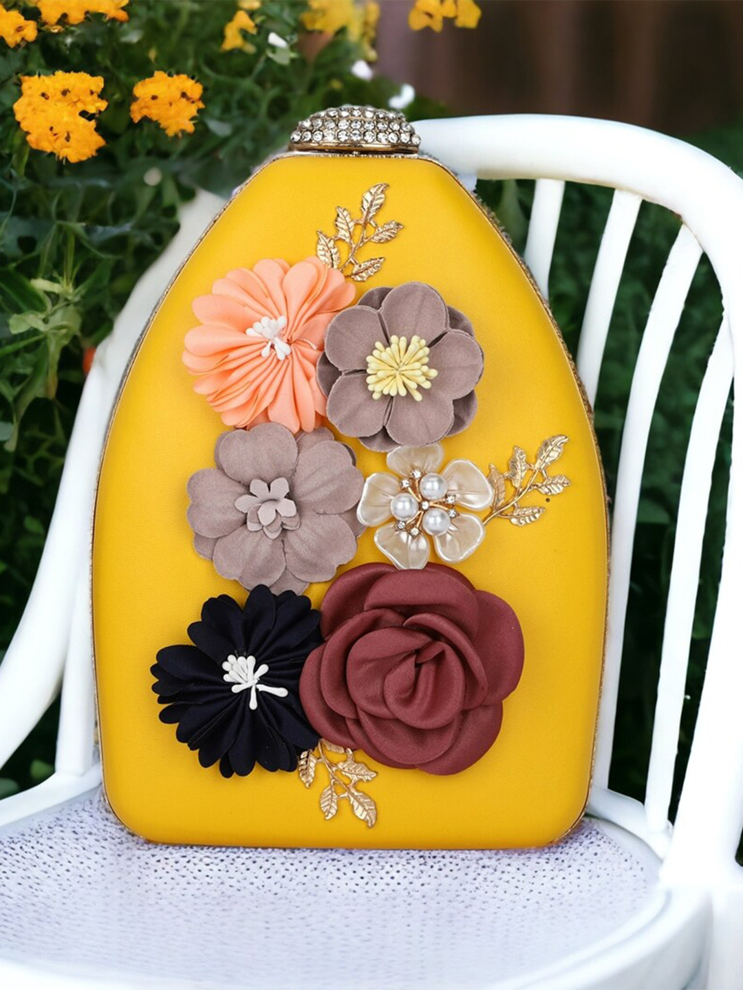 Toobacraft Flower Embellished Box Clutch