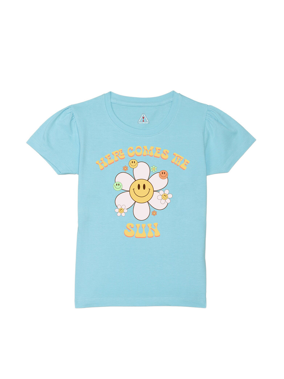 Wear Your Mind Girls Floral Printed Pure Cotton Regular Top