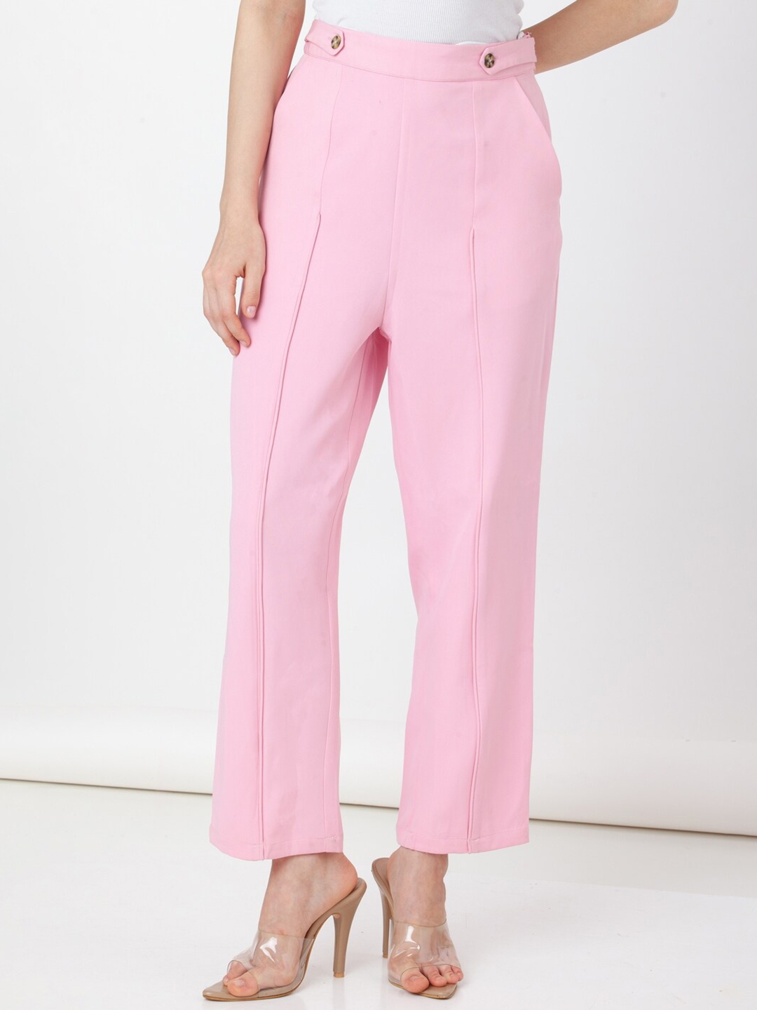 Red Solid Wide Leg Trousers For Women – Zink London