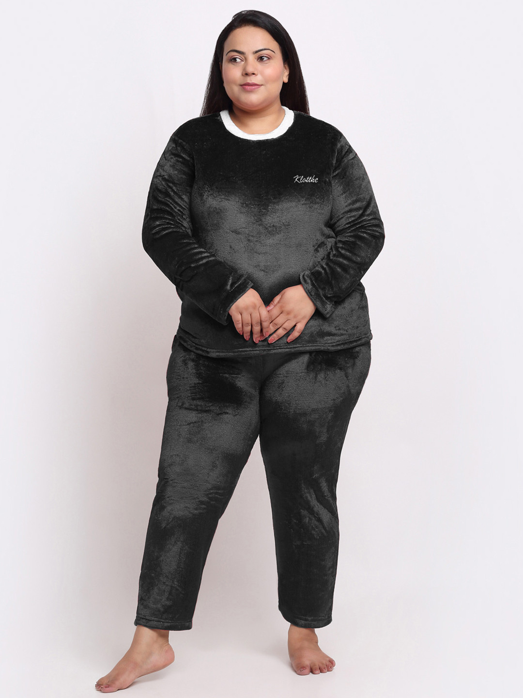 KLOTTHE Plus Size Round Neck T-shirt With Pyjama