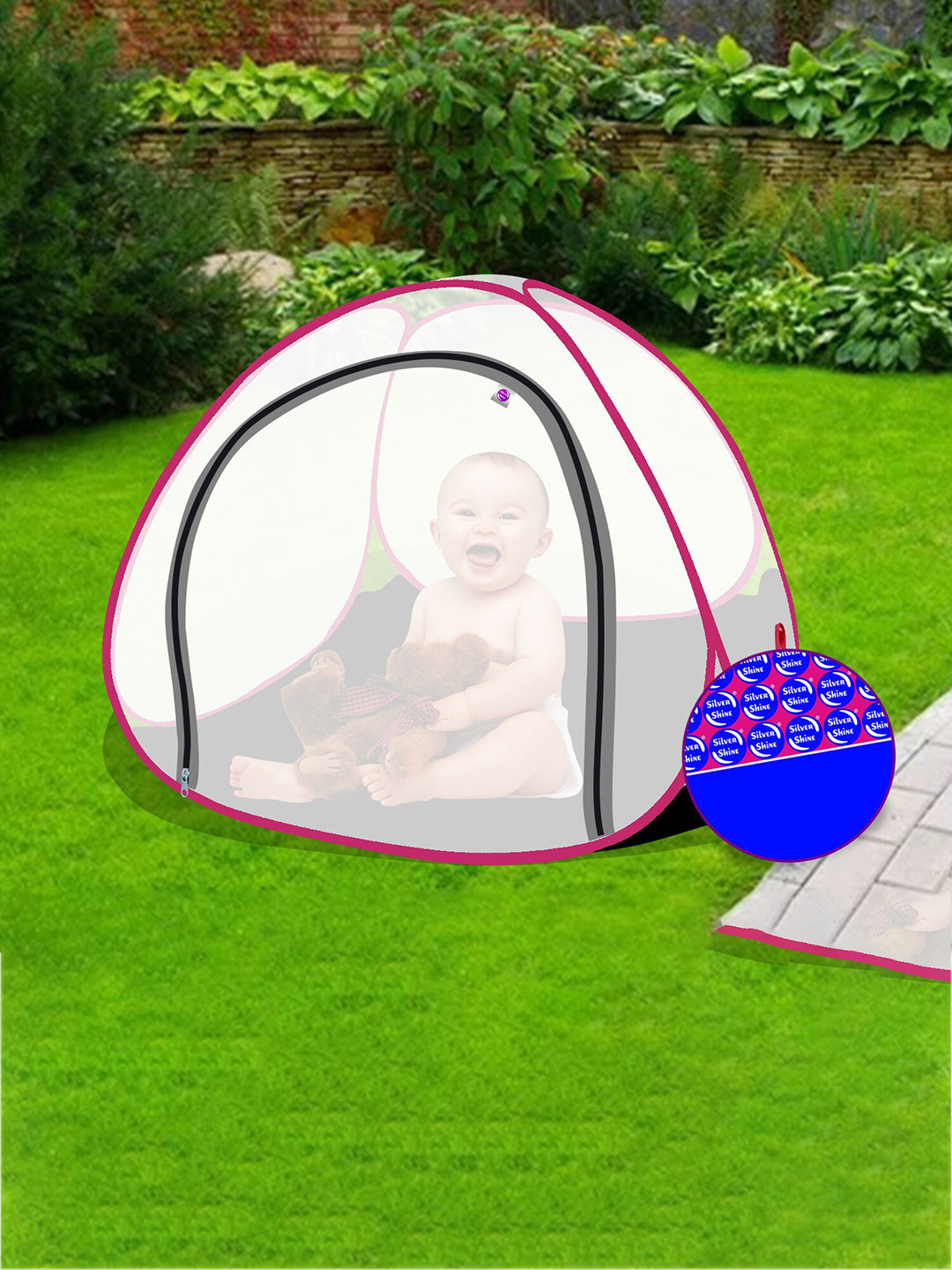 Silver Shine White Foldable Mosquito Net With Base Tent