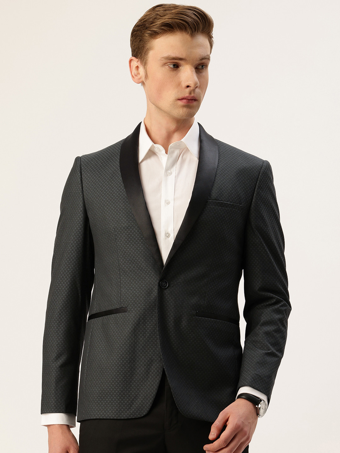 Peter England Neo Slim Fit Self-Design Single-Breasted Party Blazer