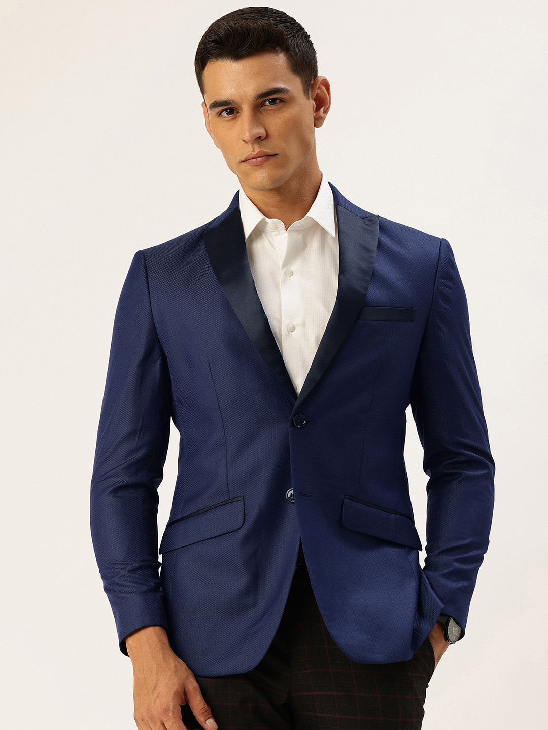 Peter England Self Design Neo Slim Fit Single Breasted Blazer