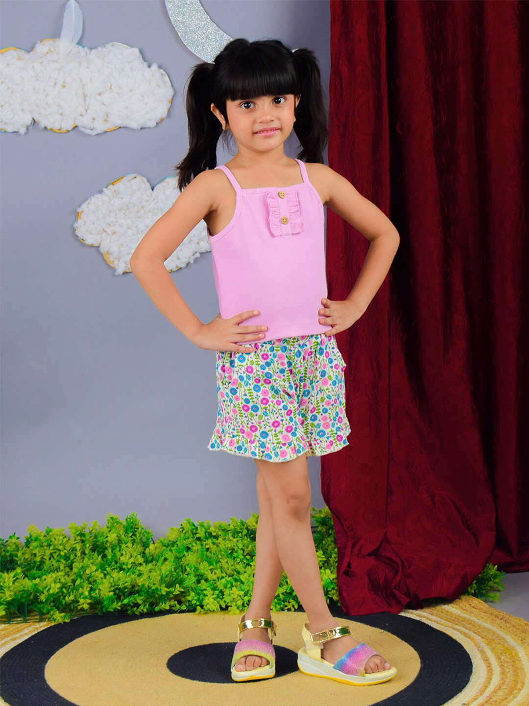 Nino Bambino Girls Organic Cotton Cami Top And Shorts