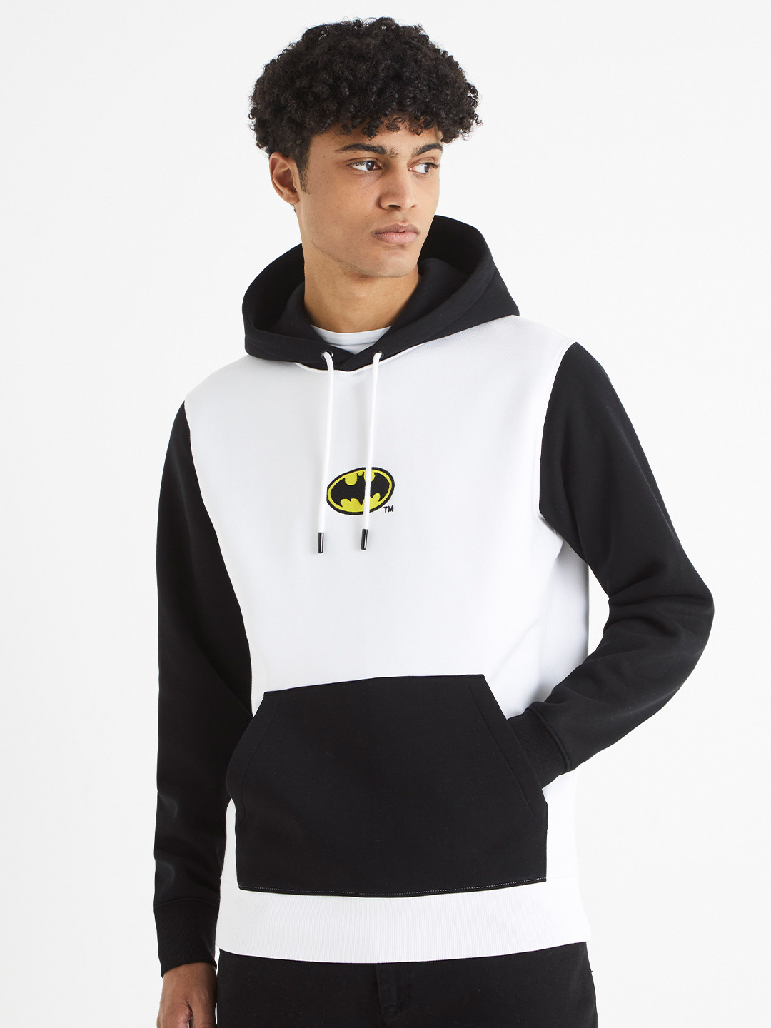 Celio Colourblocked Batman Hooded Cotton Sweatshirt