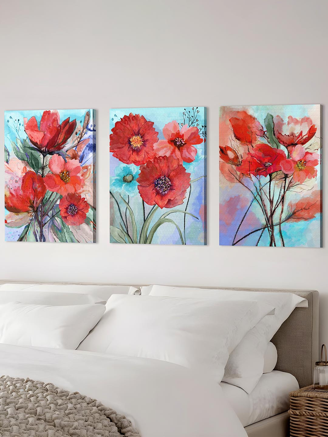 Art Street Stunning Canvas 3 Piece Wall Rectangle Paintings Wall Art - 22 x 16 In