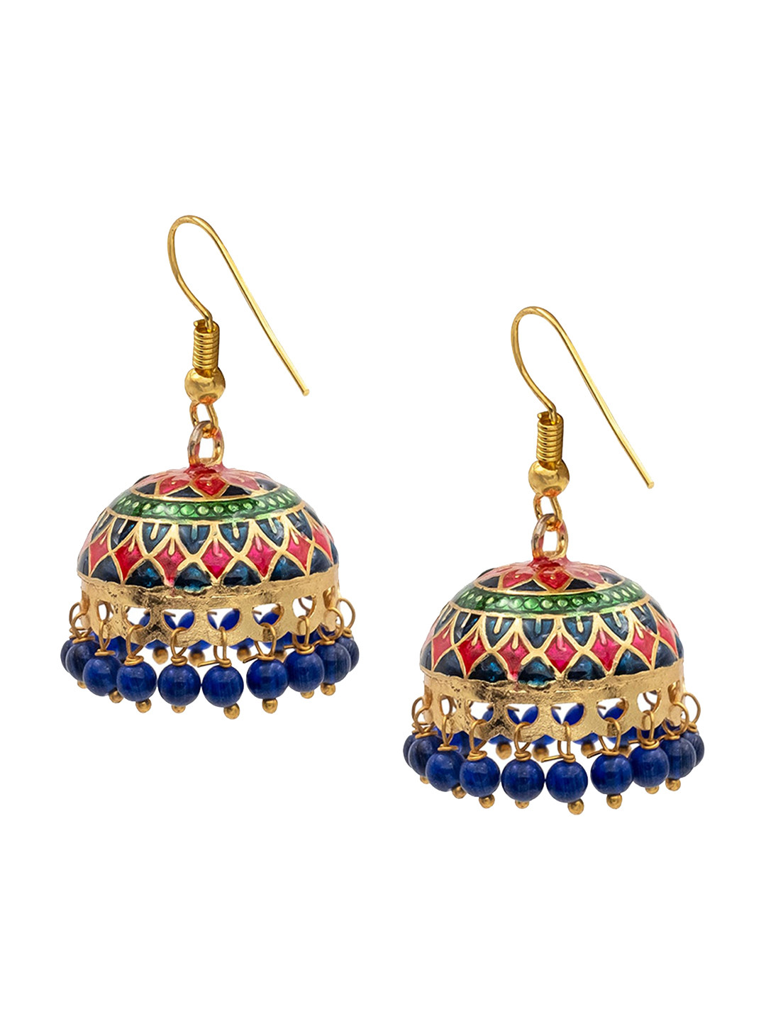 Shining Jewel - By Shivansh Gold Plated Beaded Dome Shaped Jhumkas