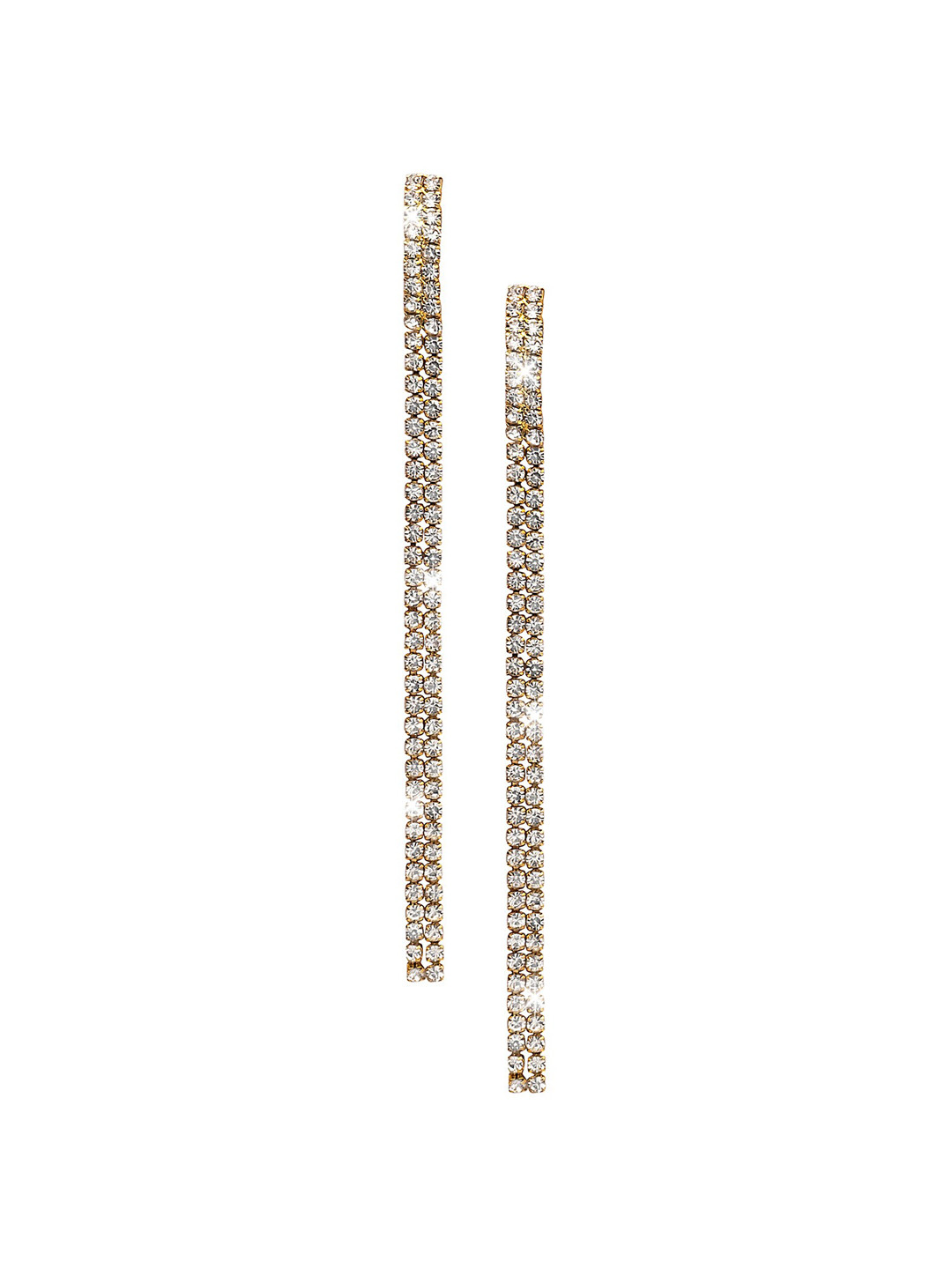 Shining Jewel - By Shivansh Gold Plated Two Layer Crystal Drop Earrings