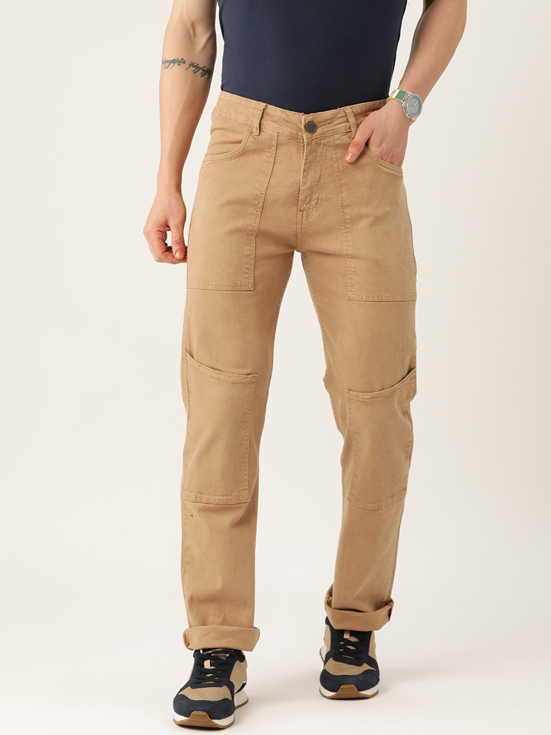 PARIS HAMILTON Men Relaxed Fit Stretchable Cargo Jeans