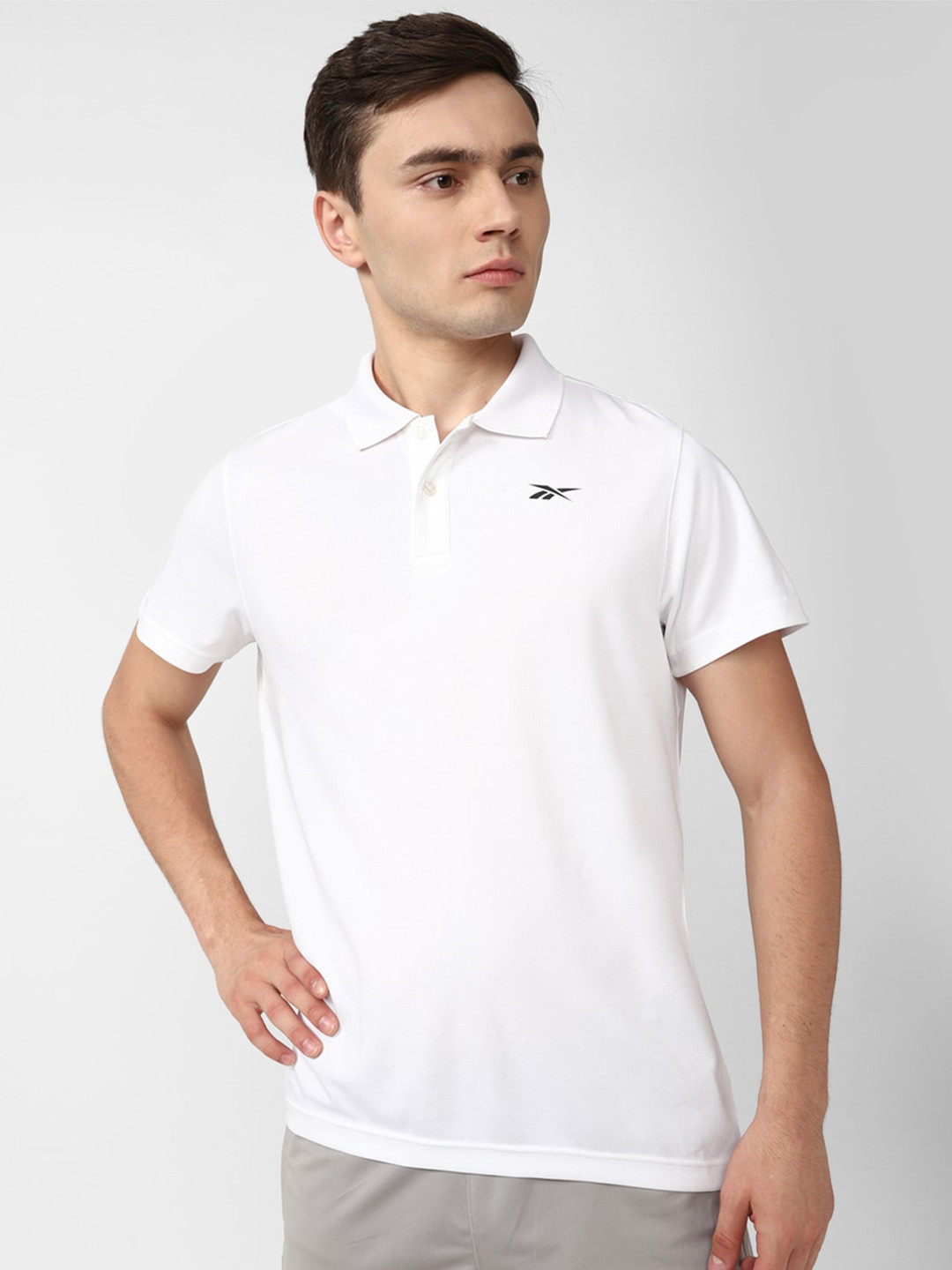 Reebok Power Mesh Brand Logo Printed Polo Collar T-Shirt