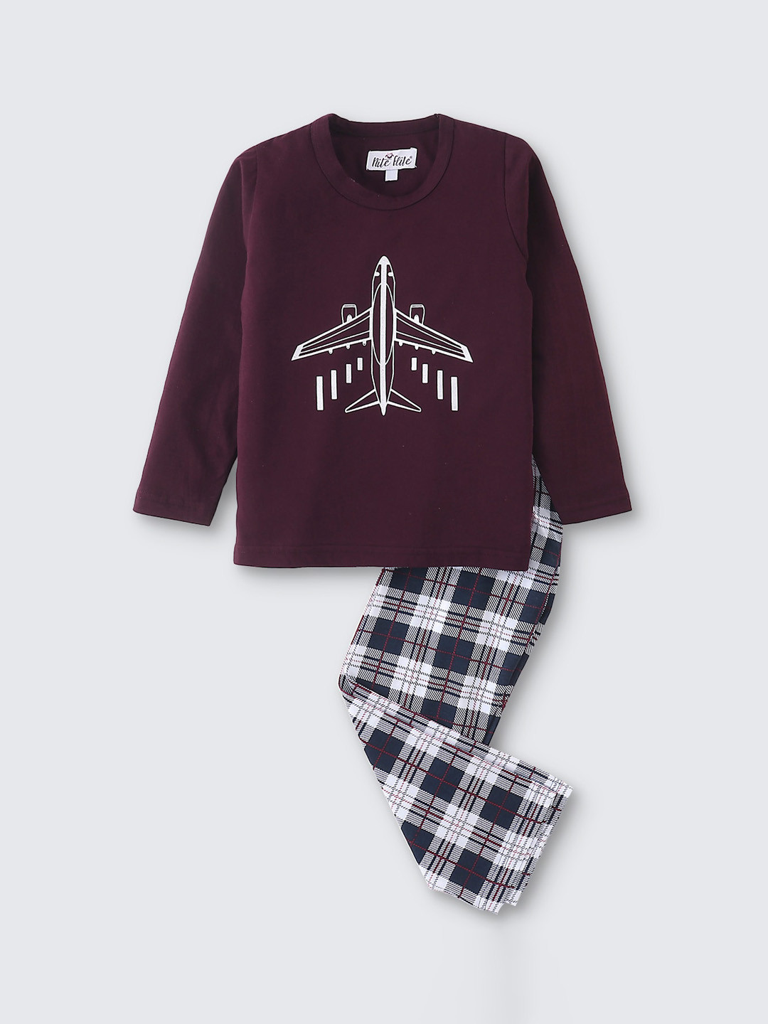 Nite Flite Boys Graphic Printed Pure Cotton Night suit
