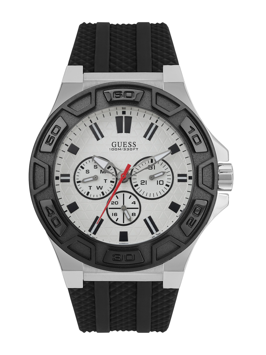 GUESS Men Textured Dial & Silicon Straps Analogue Watch U0674G3M