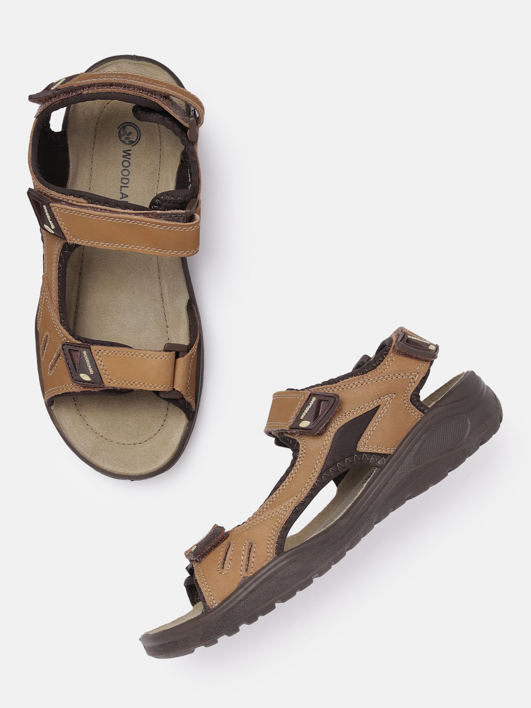 Woodland Men Open-Toe Leather Comfort Sandals