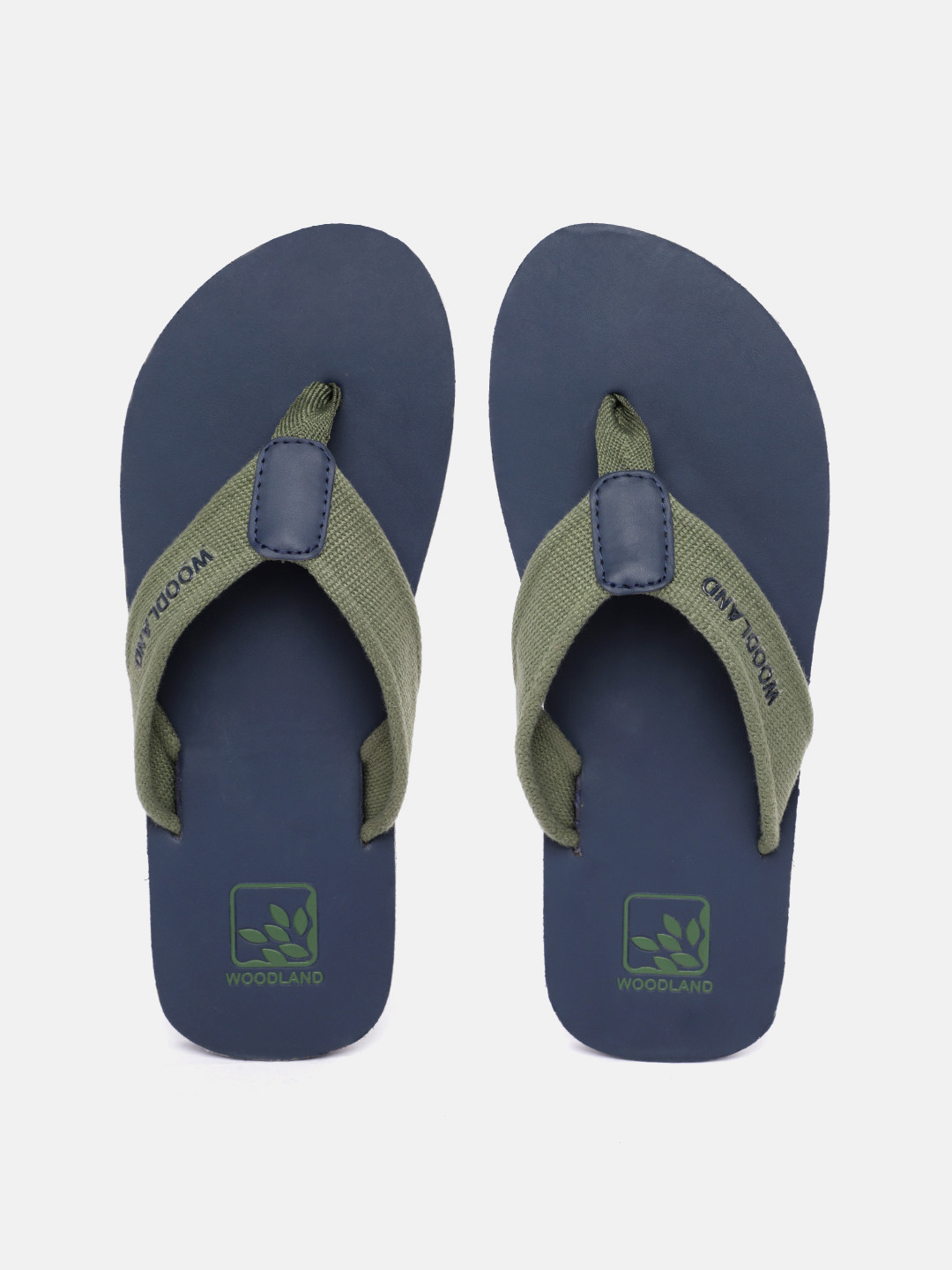 Woodland Men Thong Flip-Flops with Brand Logo Detail