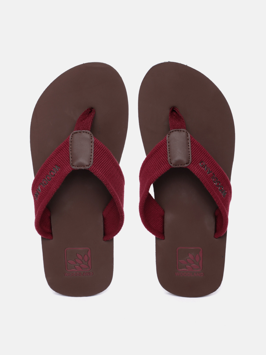 Woodland Men Thong Flip-Flops with Brand Logo Detail