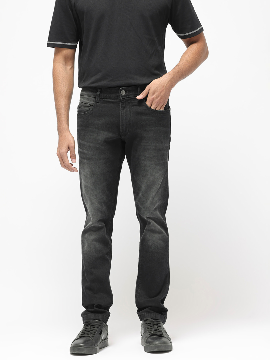 RARE RABBIT Men Hawkins Mid-Rise Slim Fit Stretchable Cotton Jeans