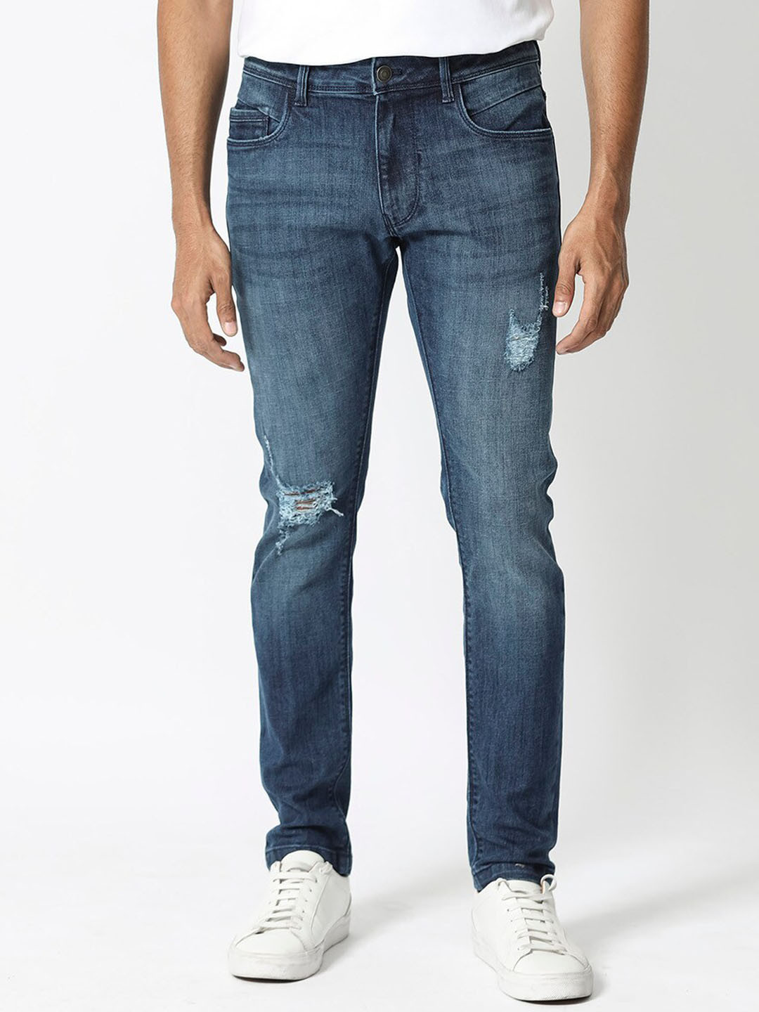 RARE RABBIT Men Hawkins Slim Fit Mid-Rise Stretchable Jeans
