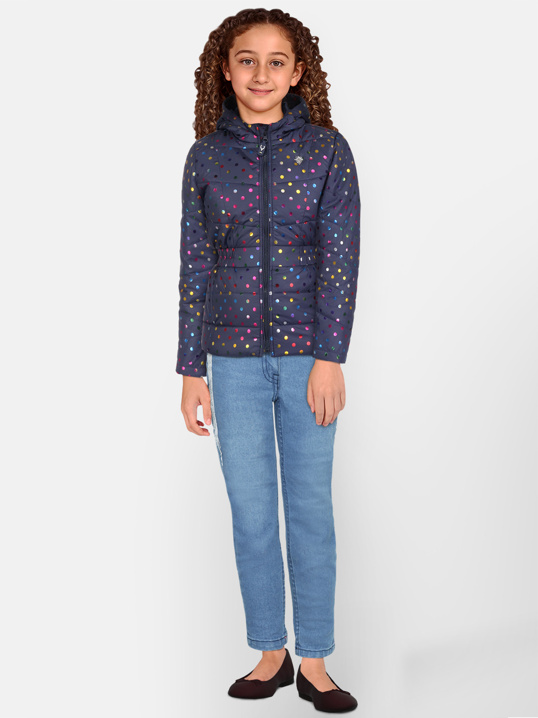 Allen Solly Junior Girls Geometric Printed Hooded Puffer Jacket