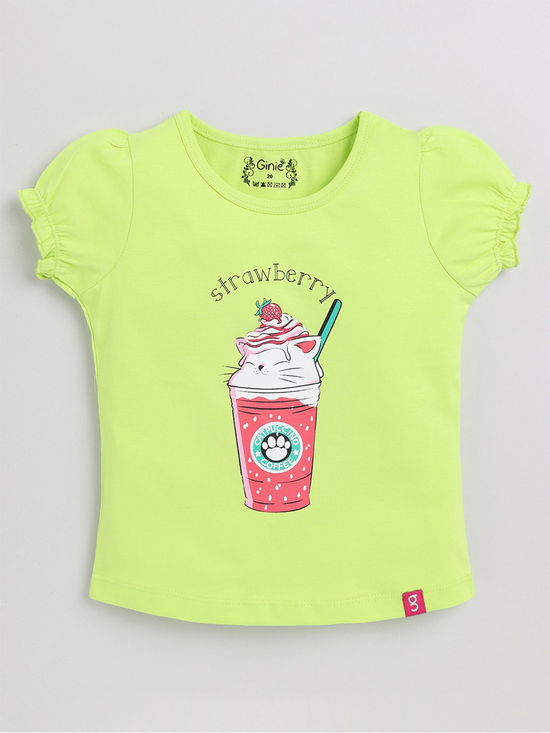 Ginie Conversational Printed Puff Sleeve Pure Cotton Top