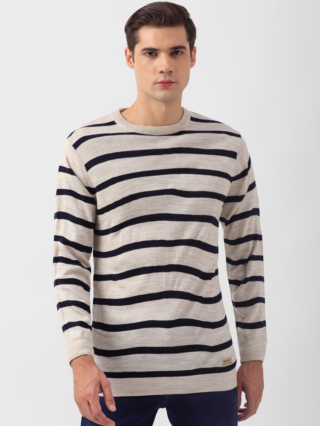 PETER ENGLAND UNIVERSITY Striped Round Neck Pullover
