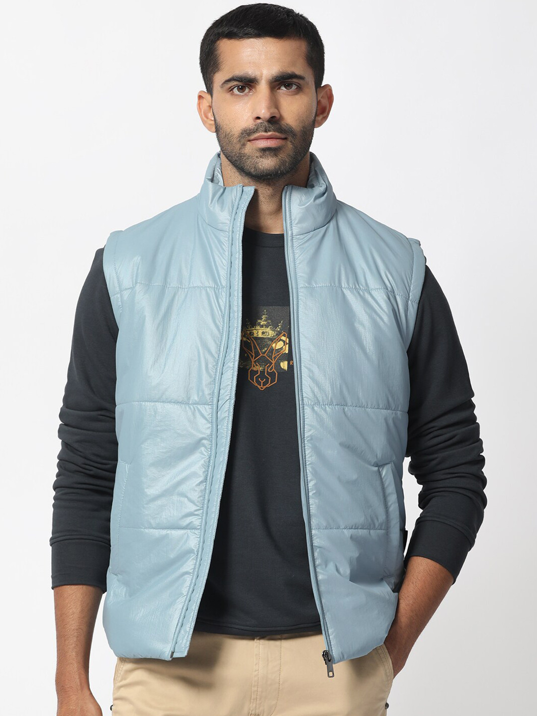 RARE RABBIT Men Colson Puffer Mock Collar Padded Jacket