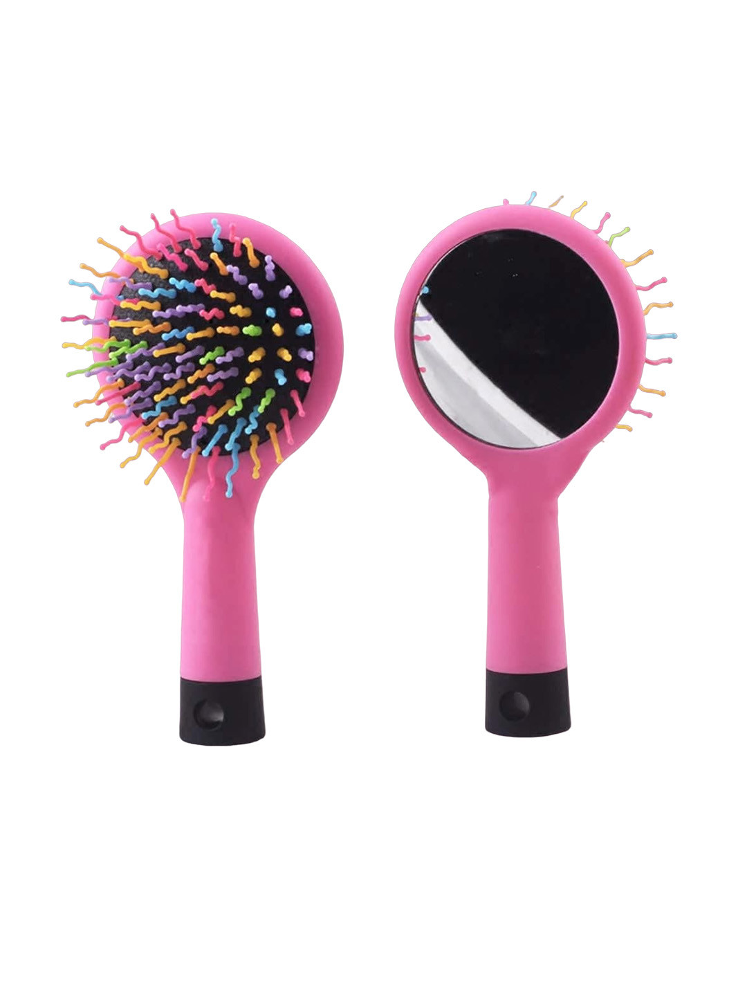 Alexvyan Rainbow Bristles Hair Comb With Makeup Mirror