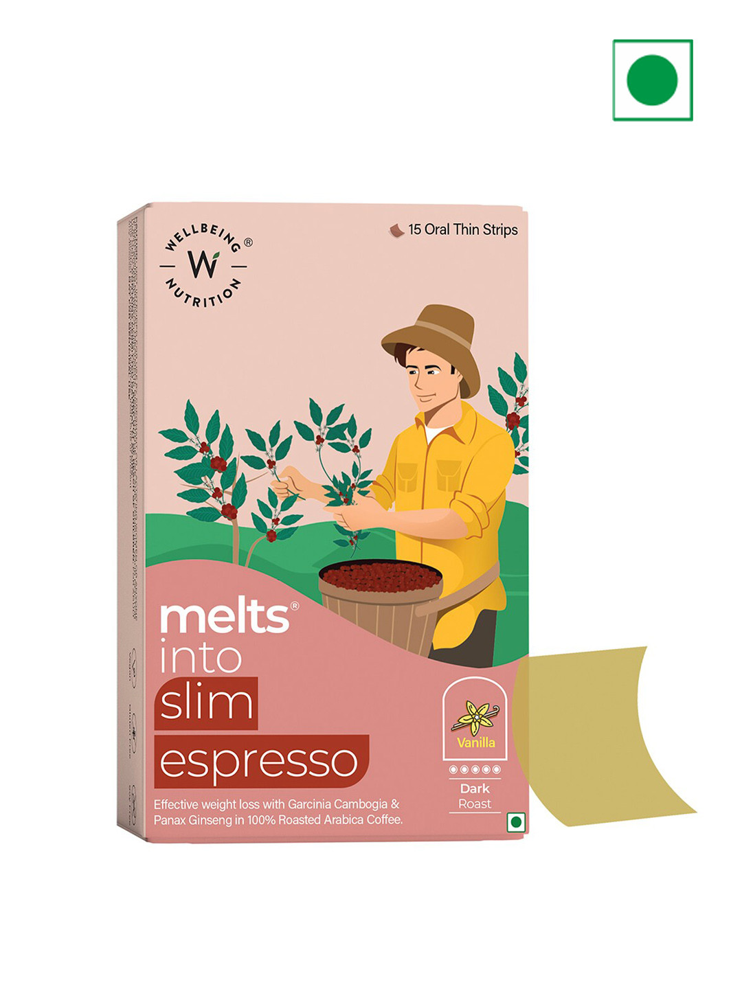 Wellbeing Nutrition Melts into Slim Espresso Vanilla Strips with Ginseng - 15 Oral Strips