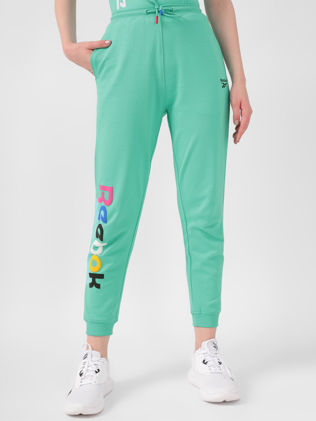 Reebok Women Classic App Slim Fit Brand Logo Printed Pure Cotton Joggers