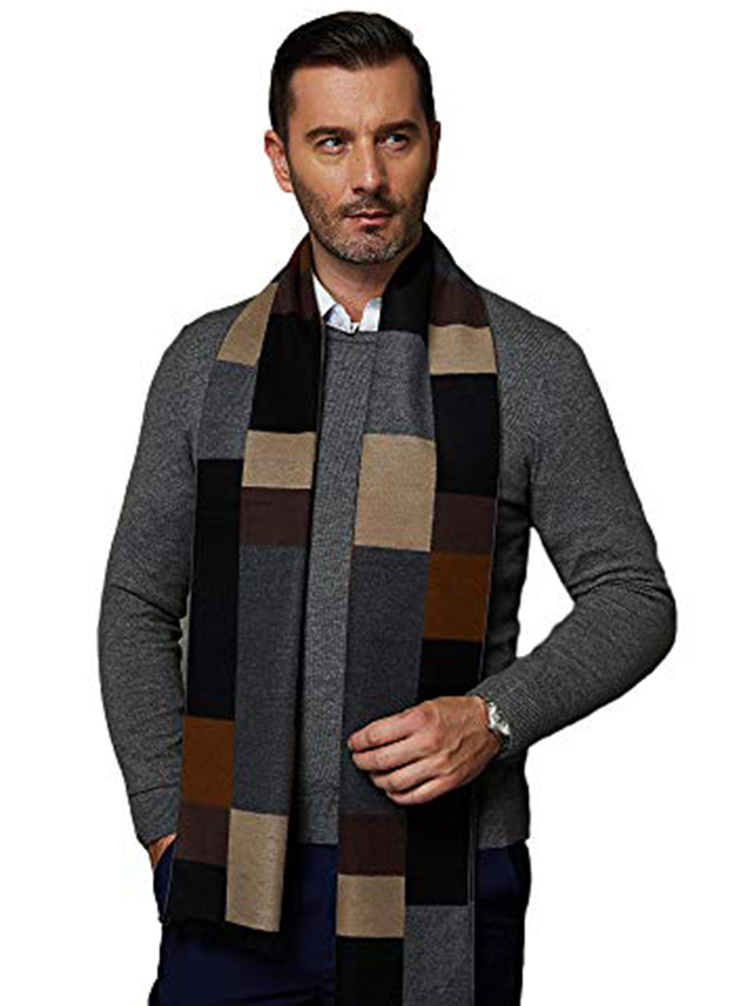 Alexvyan Colorblocked Woolen Cashmere Winter Muffler