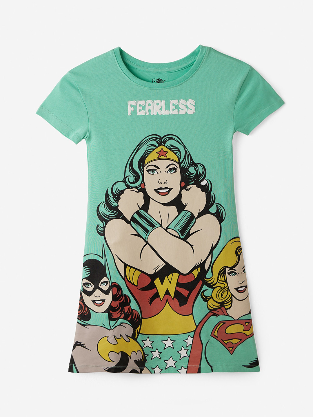 The Souled Store Girls Supergirl Printed Cotton T-shirt Dress