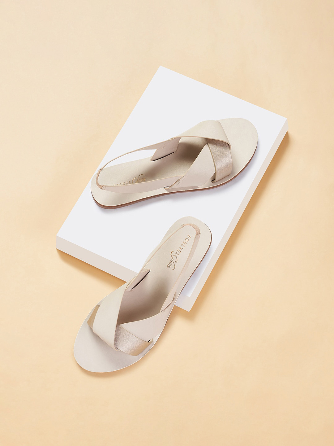 Forever Glam by Pantaloons Over Strap Open Toe Flats With Backstrap