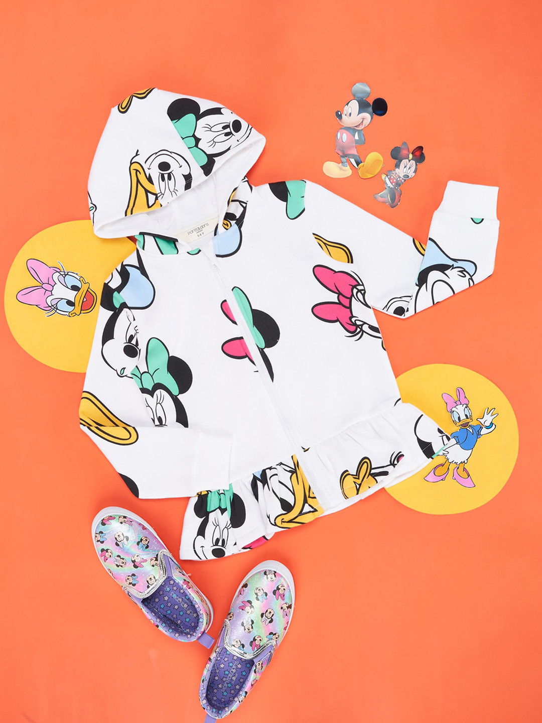 Pantaloons Junior Girls Mickey Mouse Printed Front-Open Sweatshirt