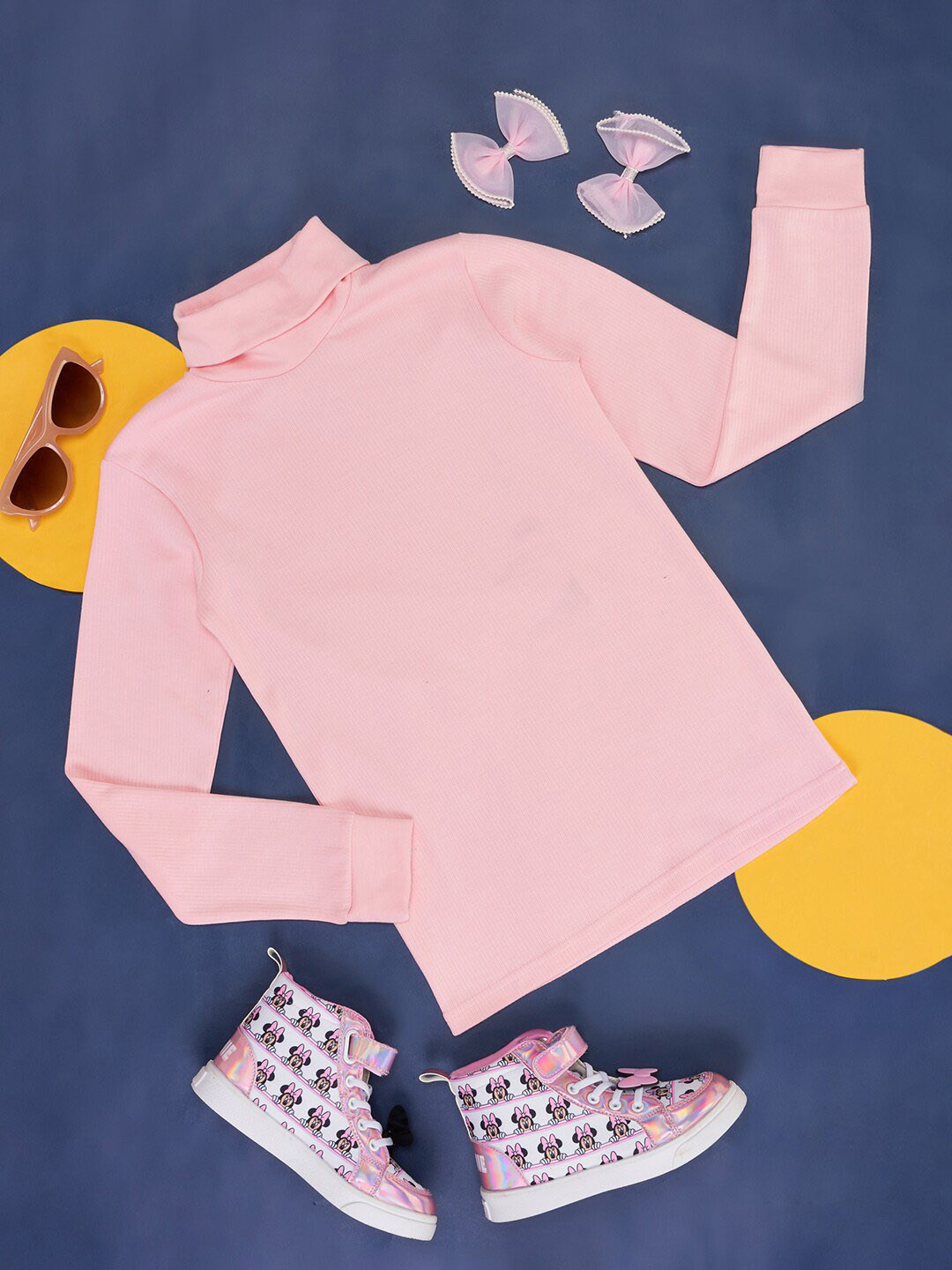 Pantaloons Junior Girls Striped High Neck Thermal Tops