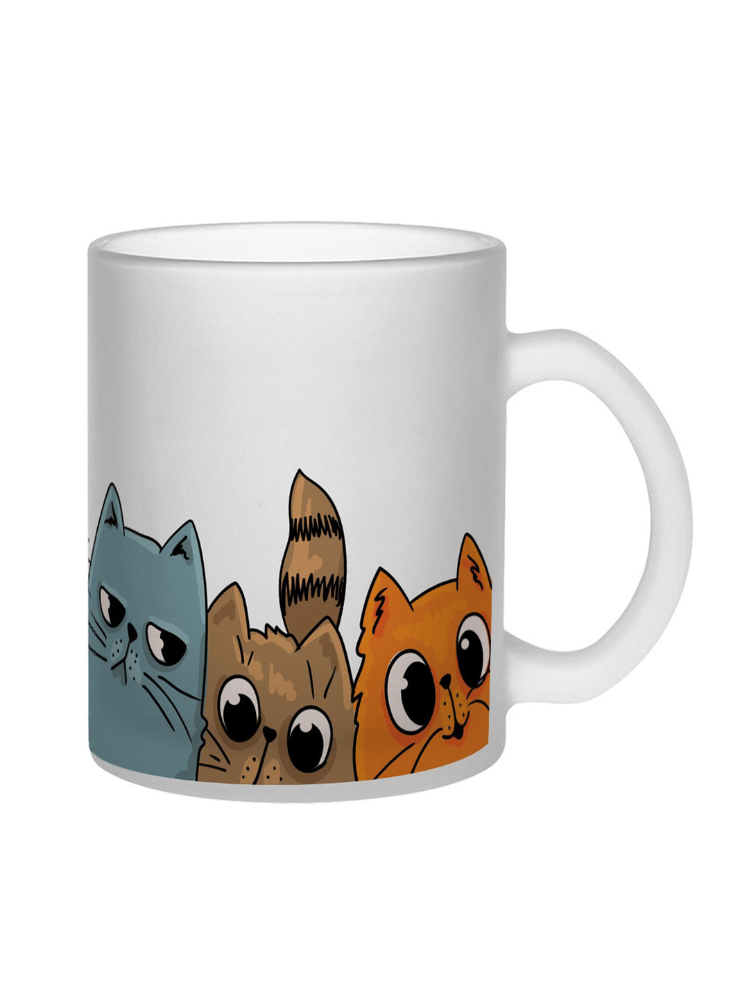 Gathari Popcup White Conversational Glass Microwave Safe Mug-350ml