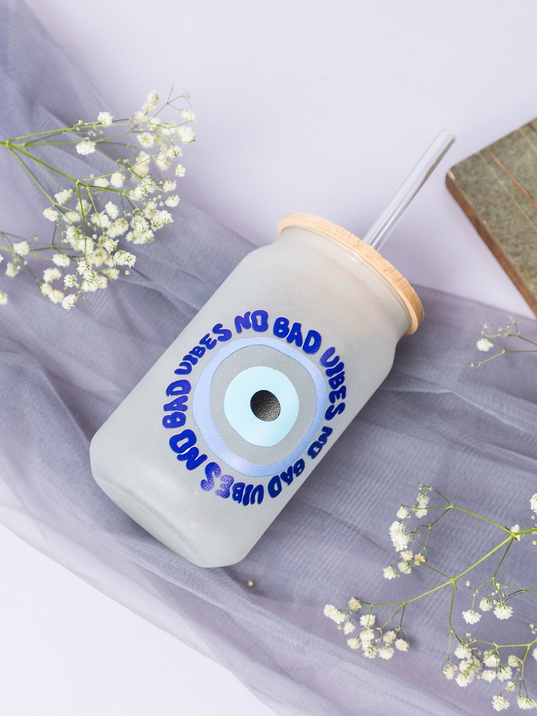 1219 Avenue Transparent Printed Tall Frosted Tumbler with Straw & Lid - 500 ML