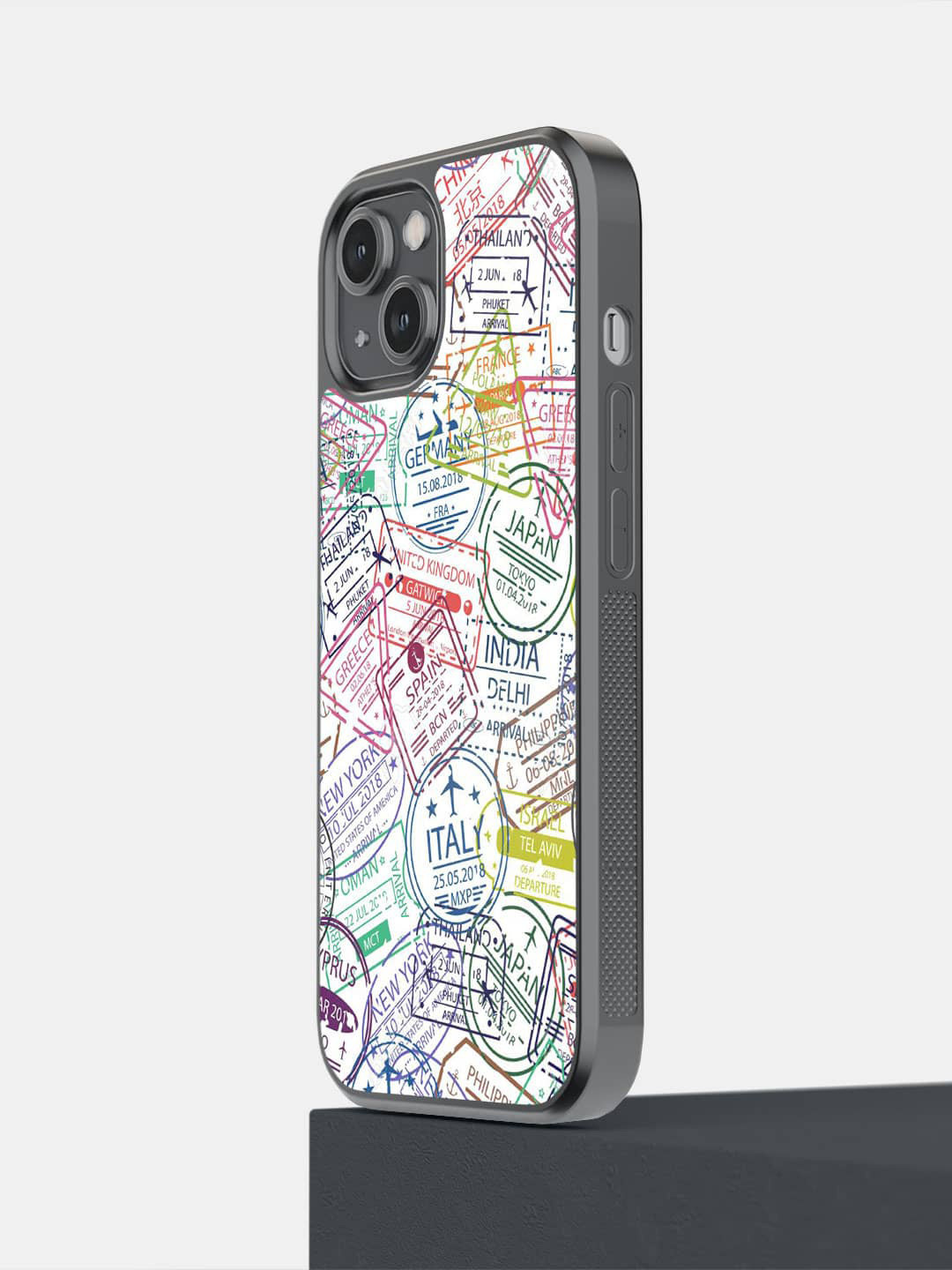 macmerise iPhone 14 Immigration Stamps Printed iPhone 14 Bumper Case